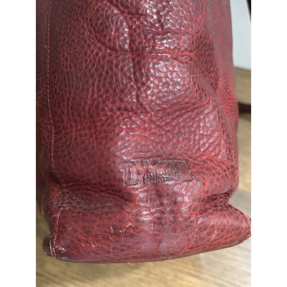 Duluth Trading Co. Lifetime Leather Large Deep Red Pebbled Tote Bag Purse - Picture 3 of 5